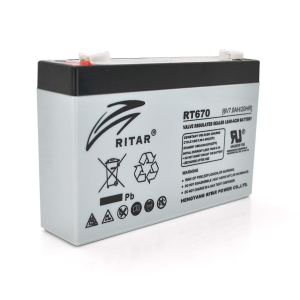 Акумуляторна батарея Ritar 6V 7AH Gray Case (RT670/18214) AGM RT670/18214 фото