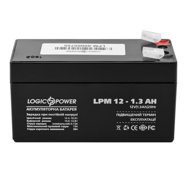 Акумуляторна батарея LogicPower LPM 12V 1.3AH (LPM 12 - 1.3 AH) AGM LP4131 фото
