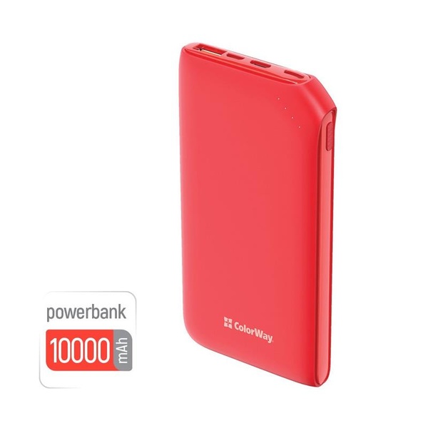 Універсальна мобільна батарея ColorWay Soft Touch 10000mAh Red (CW-PB100LPE3RD-PD) CW-PB100LPE3RD-PD фото