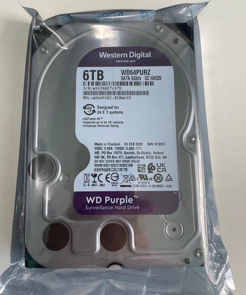 Накопичувач HDD SATA 6.0TB WD Purple 5400rpm 256MB (WD64PURZ) WD64PURZ фото