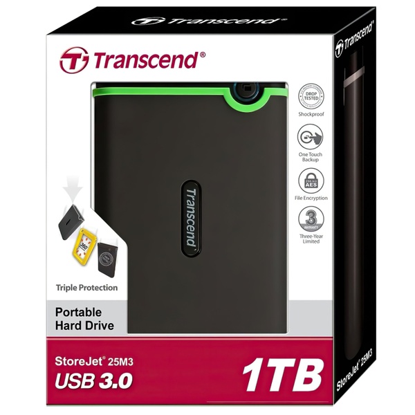 Накопичувач зовнiшнiй HDD 2.5" USB 1.0TB Transcend StoreJet 25M3 Iron Gray Slim (TS1TSJ25M3S) TS1TSJ25M3S фото