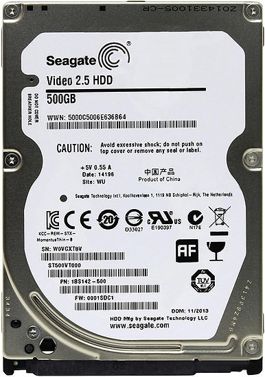 Накопичувач HDD 2.5" SATA 500GB Seagate 5400rpm 16MB Video (ST500VT000) Refurbished ST500VT000_ фото