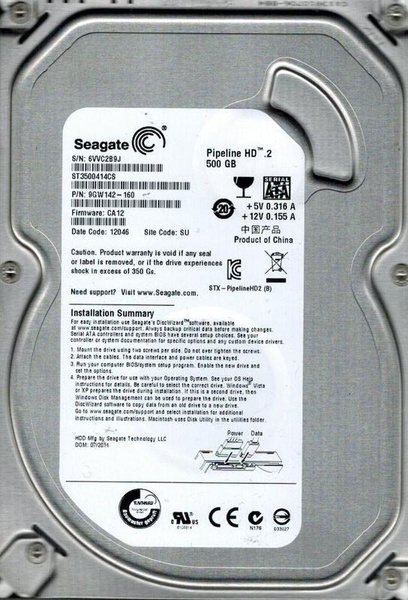 Накопичувач HDD SATA 500GB Seagate Pipeline HD 5900rpm 16MB (ST3500414CS) Ref ST3500414CS_ фото