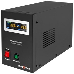 Джерело безперебійного живлення LogicPower LPY-B-PSW-500VA+ (350Вт)5A/10A, Lin.int., AVR, 2 x евро, LCD, метал, з правильною синусоїдою 12V LP4149 фото