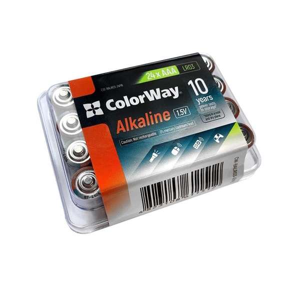 Батарейка ColorWay Alkaline Power AAA/LR03 Plactic Box 24шт CW-BALR03-24PB фото