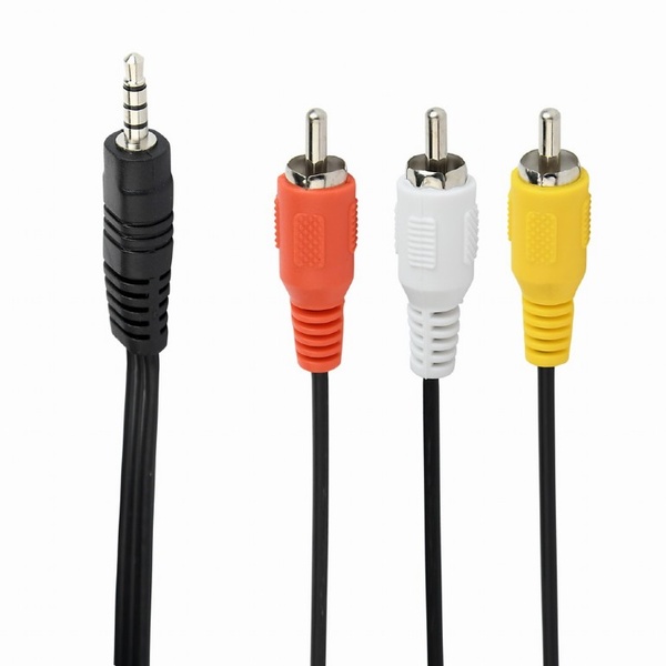 Аудіо-кабель Cablexpert 3.5 мм - 3хRCA (M/M), 2 м, чорний (CCA-4P2R-2M) CCA-4P2R-2M фото