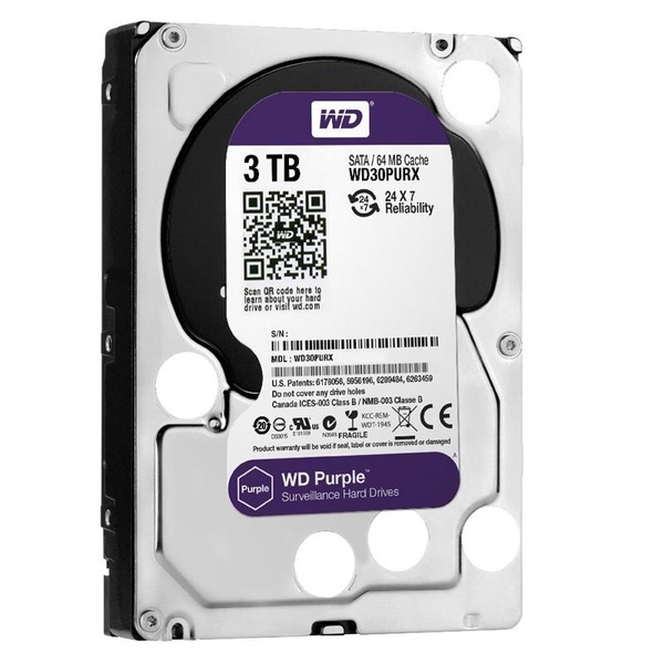 Накопичувач HDD SATA 3.0TB WD Purple 5400rpm 64MB (WD30PURX) Refurbished WD30PURX_Ref фото