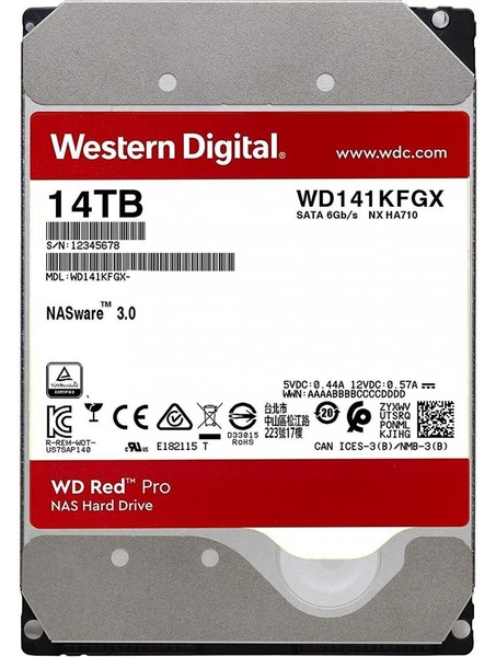Накопичувач HDD SATA 14.0TB WD Red Pro NAS 7200rpm 512MB (WD141KFGX) WD141KFGX фото