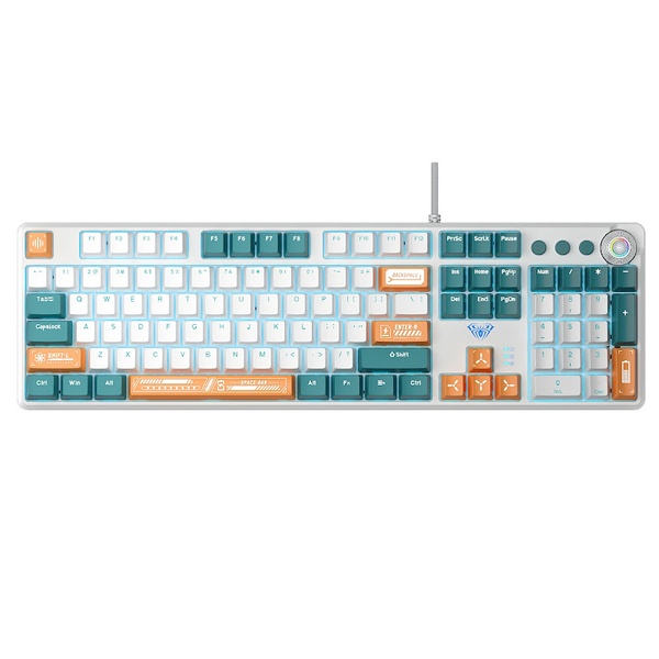 Клавіатура Aula Mechanical F2088 PRO White/Blue, plus 9 Orange keys KRGD blue (6948391234908) 6948391234908 фото
