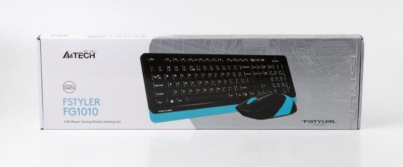 Комплект (клавіатура, мишка) бездротовий A4Tech FG1010 Black/Blue USB FG1010 (Blue) фото