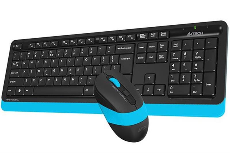 Комплект (клавіатура, мишка) бездротовий A4Tech FG1010 Black/Blue USB FG1010 (Blue) фото