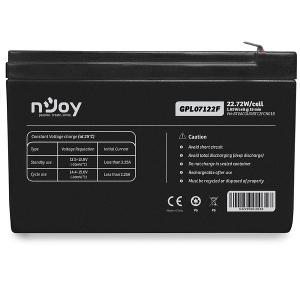Акумуляторна батарея Njoy GPL07122F 12V 7AH (BTVACGUOBTC2FCN01B) AGM GPL07122F фото
