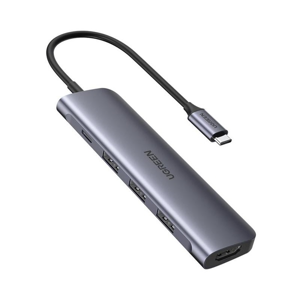 Концентратор USB Type-C Ugreen CM136 3xUSB 3.0 + HDMI, Gray (50209) 50209 фото