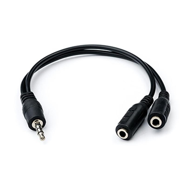 Аудіо-кабель Atcom 3.5 мм - 2х3.5 мм (M/F), 0.1 м, чорний (16850) пакет 16850 фото