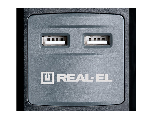 Фільтр живлення REAL-EL RS-3 USB CHARGE 1.8m Black EL122500001 фото