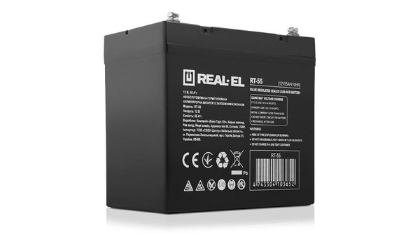 Акумуляторна батарея REAL-EL 12V 55AH (EL122220002) AGM EL122220002 фото