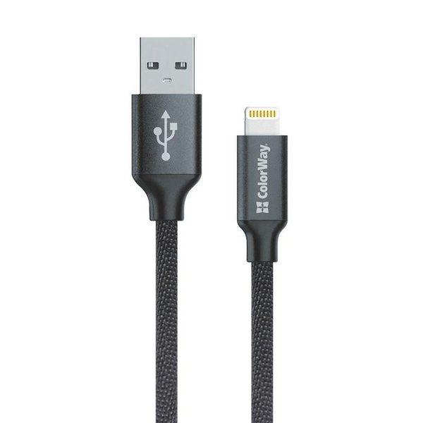 Кабель ColorWay USB-Lihgtning, 1м Black (CW-CBUL004-BK) CW-CBUL004-BK фото