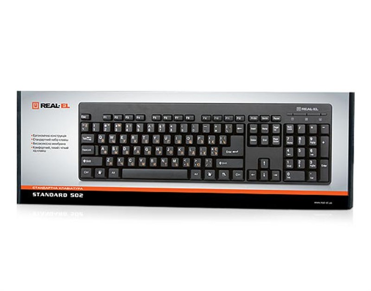 Клавіатура REAL-EL Standard 502 Ukr Black EL123100023 фото