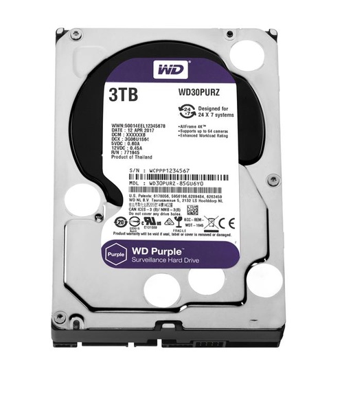 Накопичувач HDD SATA 3.0TB WD Purple 5400rpm 64MB (WD30PURZ) Refurbished WD30PURZ_Ref фото