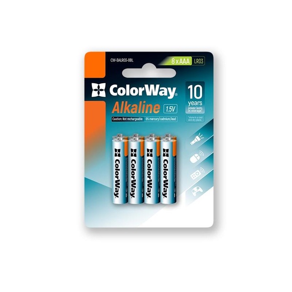 Батарейка ColorWay Alkaline Power AAA/LR03 BL 8шт CW-BALR03-8BL фото
