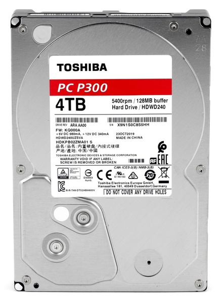 Накопичувач HDD SATA 4.0TB Toshiba P300 5400rpm 128MB (HDWD240UZSVA) HDWD240UZSVA фото
